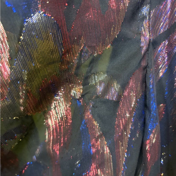 Sabina Musayev Shimmer One Shoulder Puff Sleeve Blouse. Size Small. Retail $215 - Picture 5 of 9